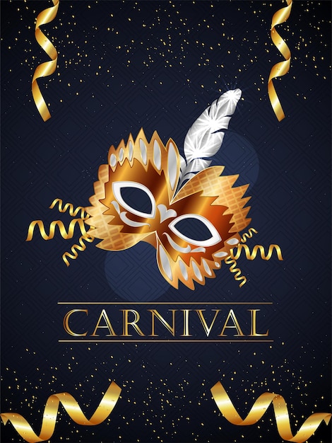 Vettore carnevale con maschera d'oro