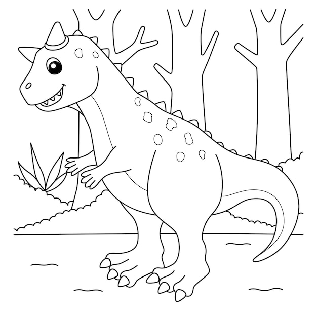 Vector carnotaurus coloring page for kids