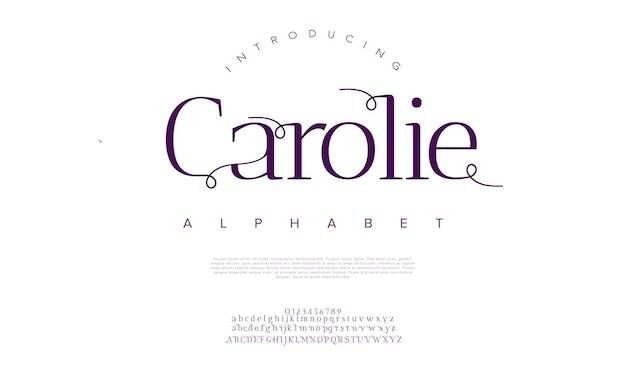 Carolie premium luxury elegant alphabet letters and numbers Elegant wedding typography classic serif