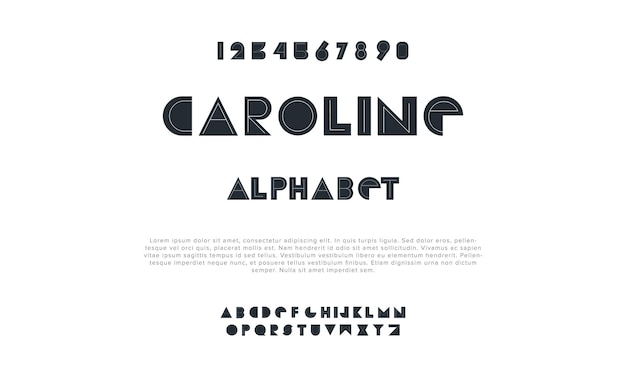 Vector caroline creative geometric modern urban alphabet font digital abstract futuristic fashion music