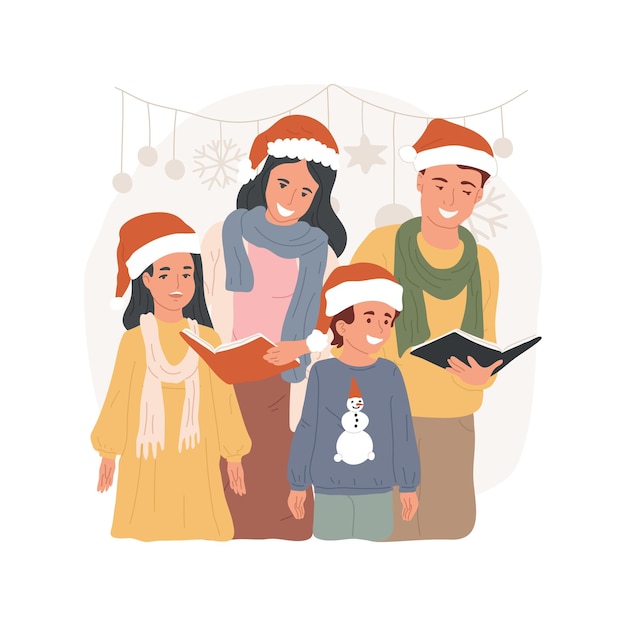 Caroling geïsoleerde cartoon vectorillustratie