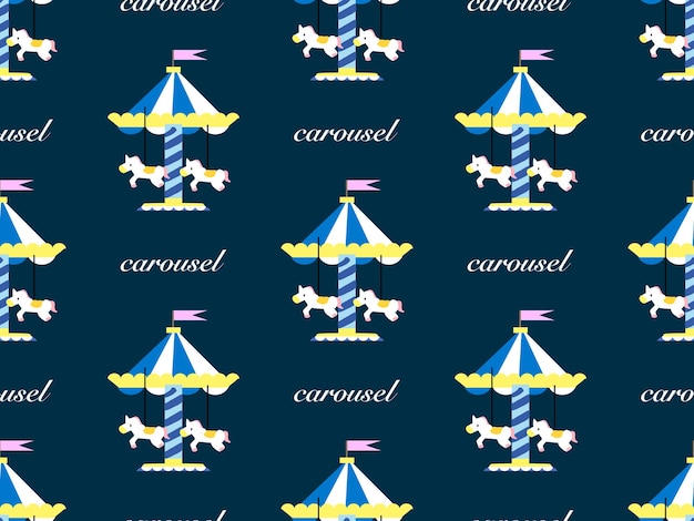 Carousel cartoon character seamless pattern on blue background