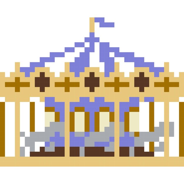 Carousel cartoon icon in pixel stylex9