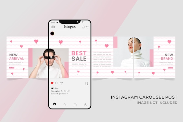 Carousel fashion sale banner template for social media premium vector