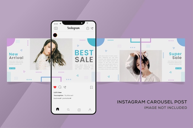 Banner di modelli instagram carosello per vendita di moda colorato