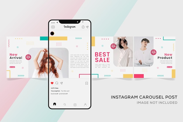 ファッションカラフルなプレミアムのカルーセルinstagramテンプレートバナー