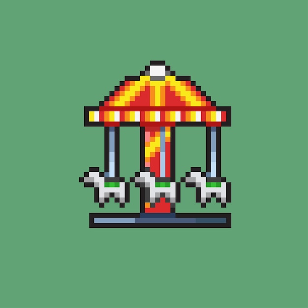 carousel in pixel art style