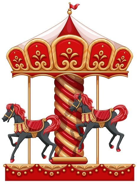 A carousel ride with horses