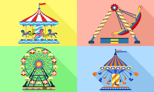 Carousel  set, flat style