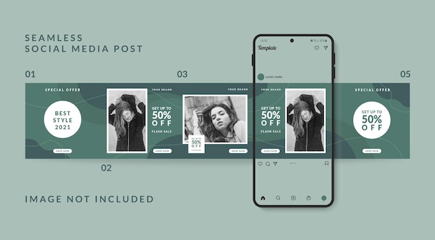 Vector carousel social media post template fashion sale promotion