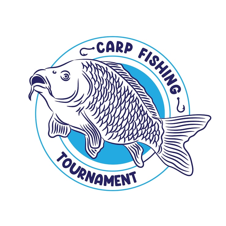 Vector carp fishing tournament logo design