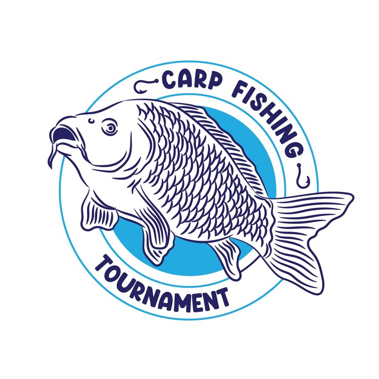 Vector carp fishing tournament logo design