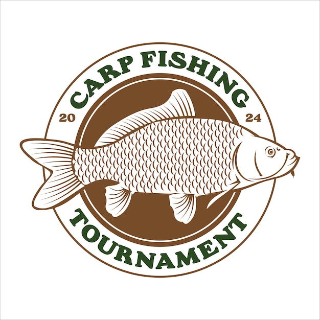 Carp Fishing vector illustration logo design