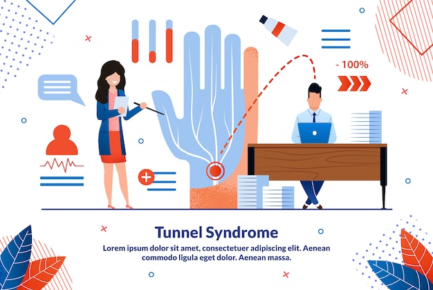 Modello piano dell'illustrazione di vettore di sindrome del tunnel carpale