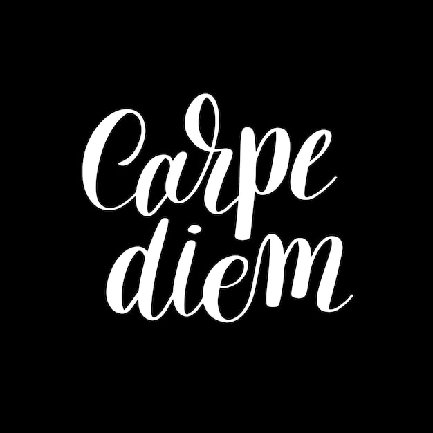 Carpe diem scritto a mano lettering frase latina ispiratrice citazione positiva per stampabile wall art