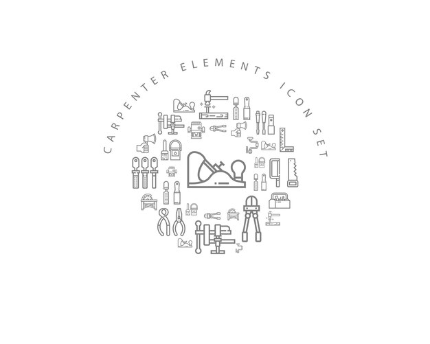 Carpenter elements icon set design