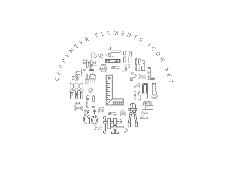Vector carpenter elements icon set design