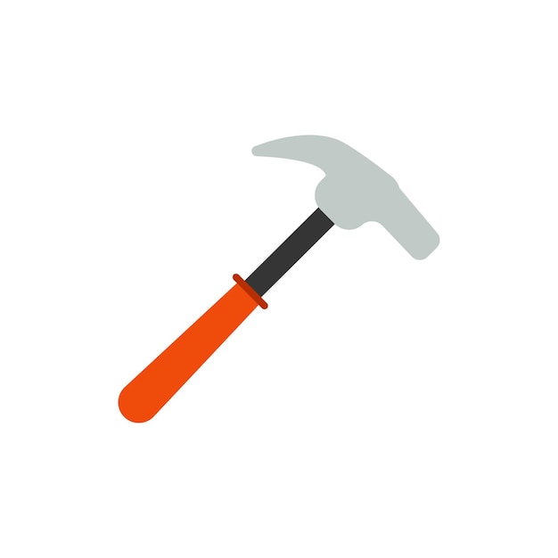 Carpenter hammer in flat style Carpenter hammer isolated icon on white background Vector illustration