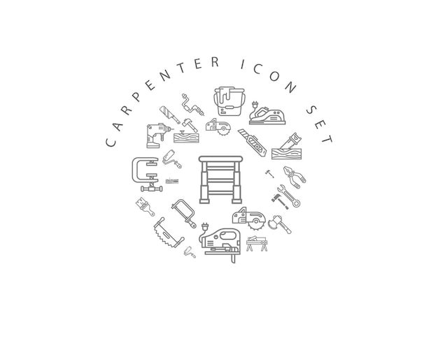 Vector carpenter icon set design