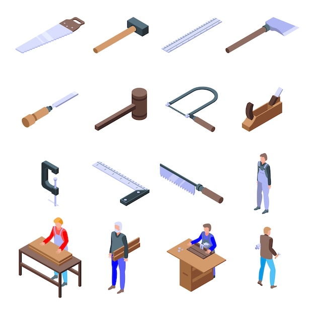 Vector carpenter icons set