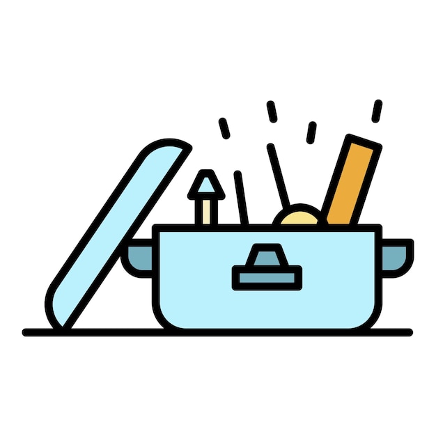 Carpenter tool box icon Outline carpenter tool box vector icon color flat isolated