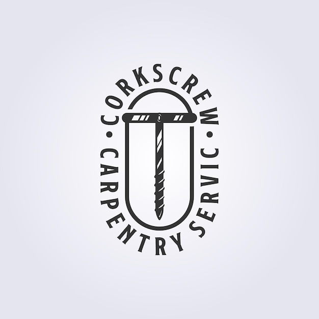 Disegno di illustrazione vettoriale del logo carpenter tool corkscrew