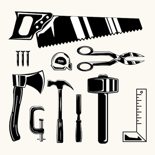 Carpenter Tools Vector Art Icons and Graphics afbeelding ontwerp