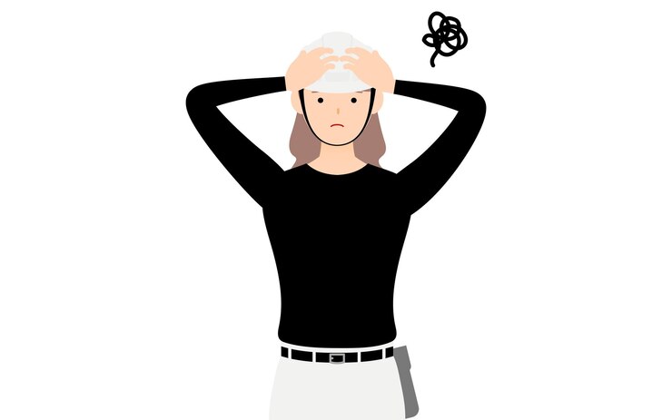 Vector carpenter woman pose worry with your head