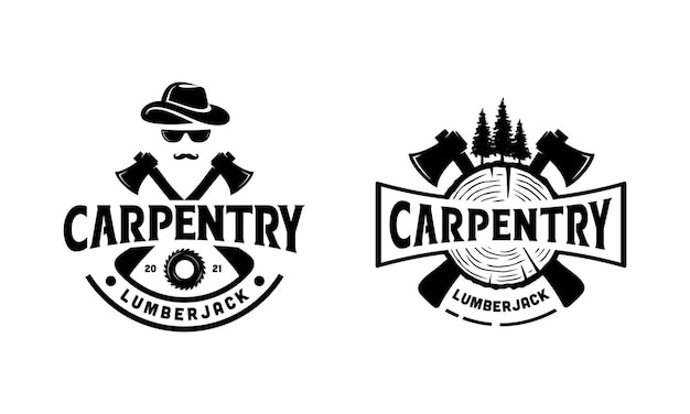 Vector carpenter, woodworker, lumberjack logo illustration design template inspiration