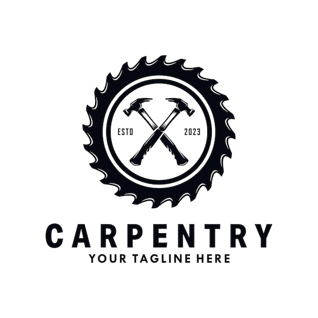 Vector carpentry logo emblem vintage silhouette
