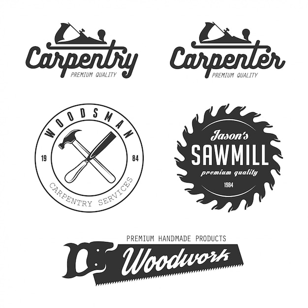 Vector carpentry logo set