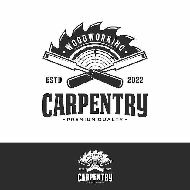 Vector carpentry retro vintage logo design