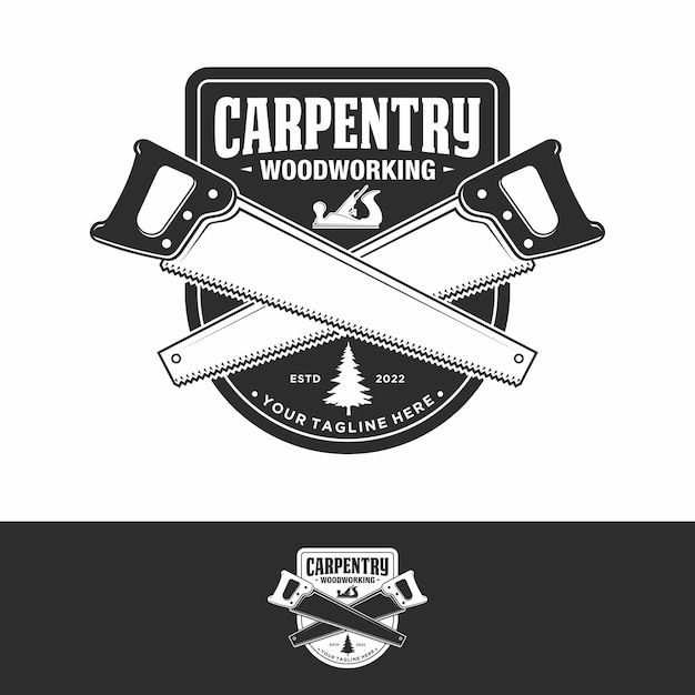 Vector carpentry retro vintage logo design