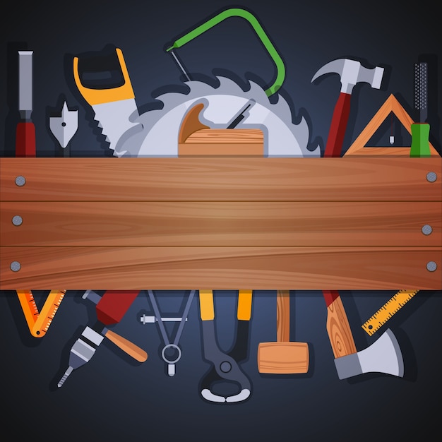 Vector carpentry tools background