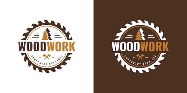 Carpentry vintage logo vector Unique woodwork badge label and stamp design