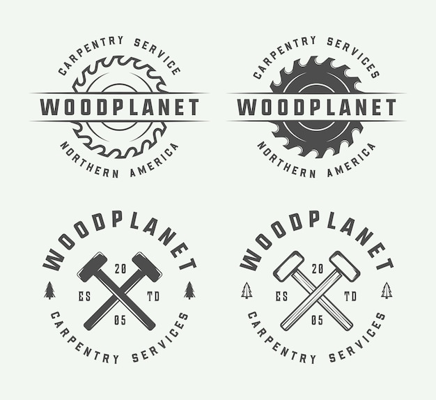 carpentry, woodwork and mechanic emblems