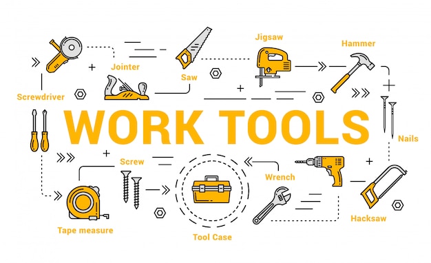 Carpentry and woodwork tools, diy toolkit