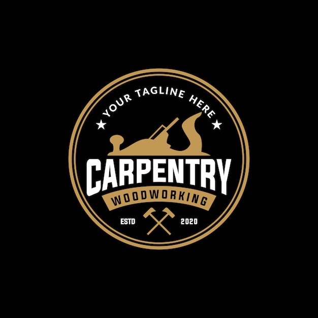 Vector carpentry, woodworking vintage logo design template