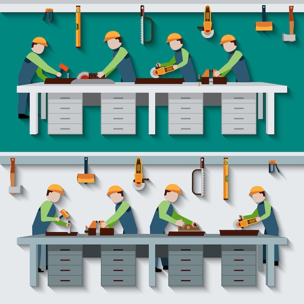 Vettore illustrazione del laboratorio di carpenteria