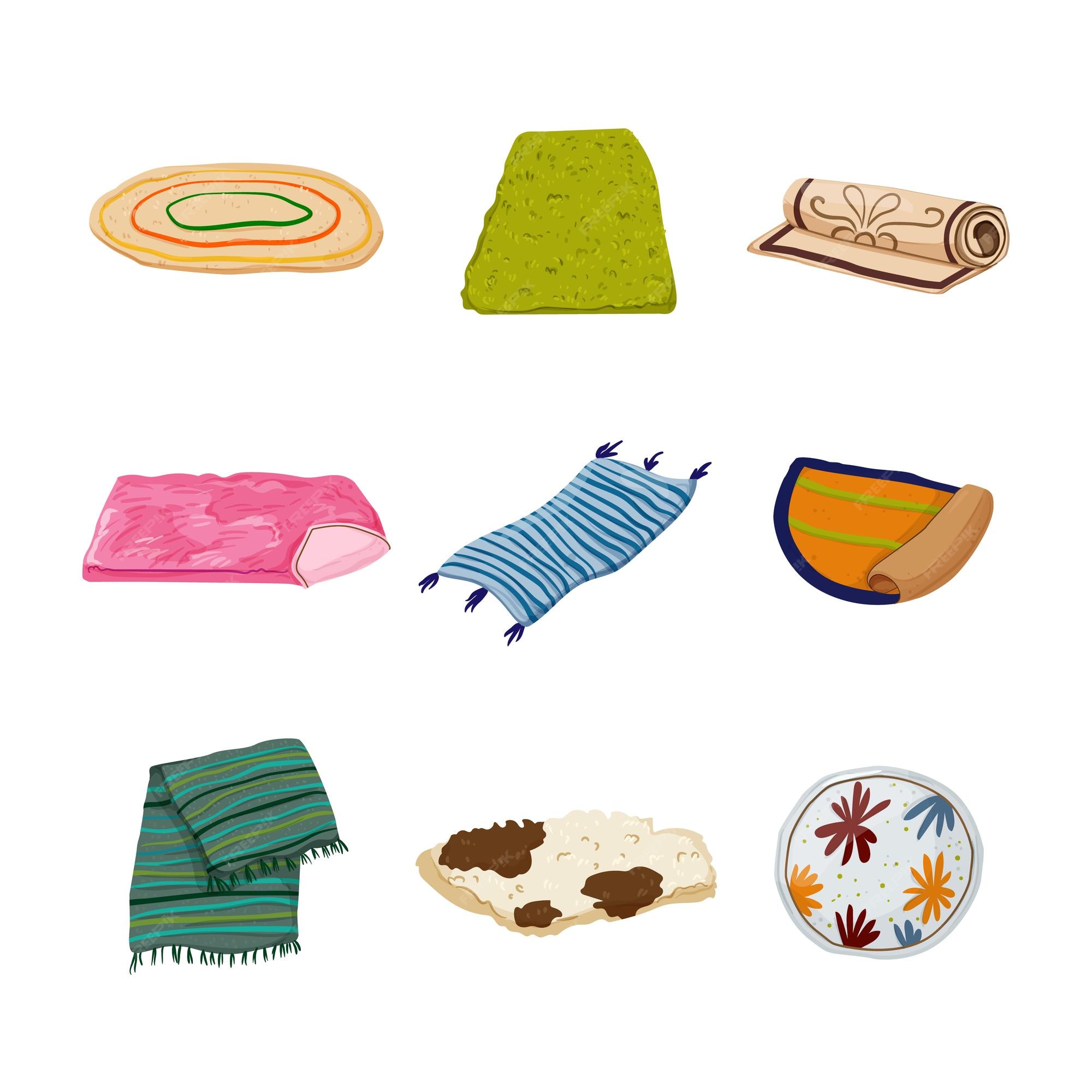 Premium Vector | Carpet floor rug cartoon icons set vector Premium Vector | Carpet floor rug cartoon icons set vector