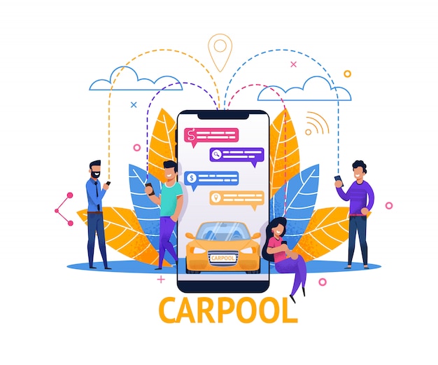 Мобильное приложение carpool и планирование поездки в чате