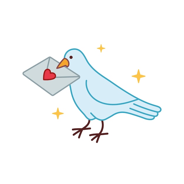 Premium Vector | Carrier pigeon with a letter in its beak valentines day icon vector illustration in doodle Premium Vector | Carrier pigeon with a letter in its beak valentines day icon vector illustration in doodle