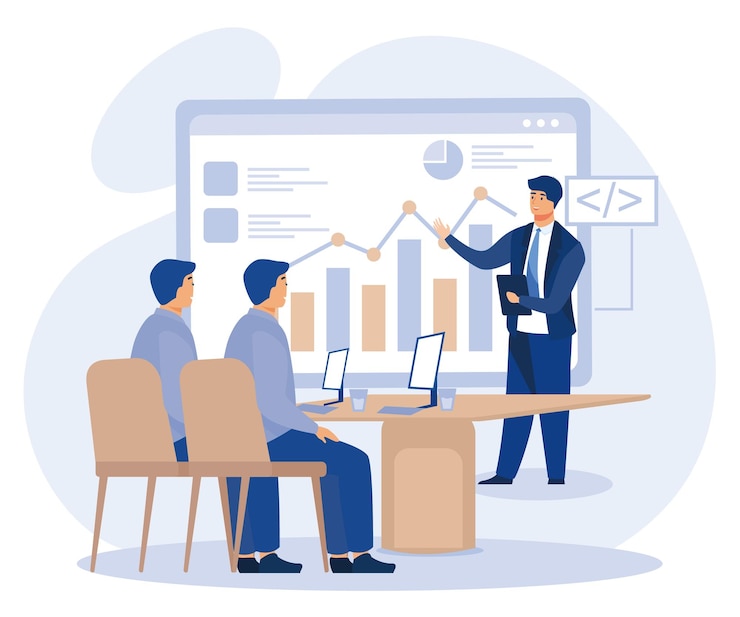 Vector carrière in it-concept it-managementcursussen personal branding platte moderne vectorillustratie