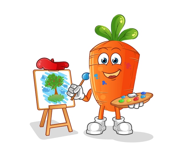 Carrot artist mascot cartoon vector