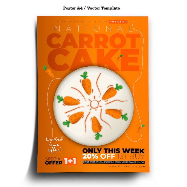 Vector carrot cake day poster template