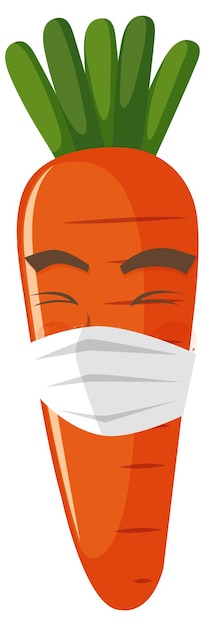 Морковный мультипликационный персонаж с выражением лица