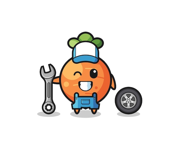 The carrot character as a mechanic mascot cute design