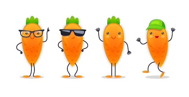 Carrot Character with Various Face Expressions