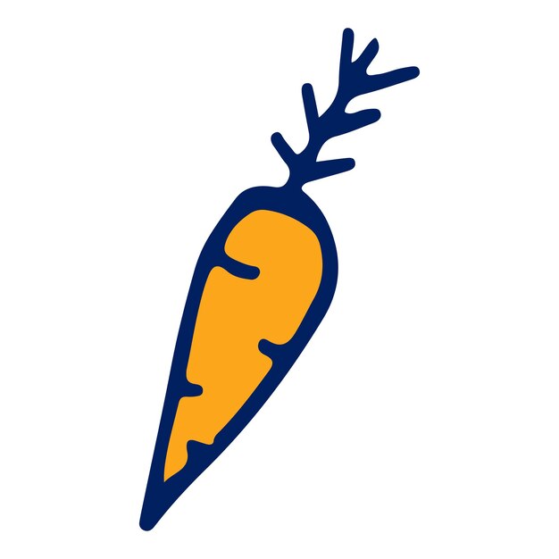 Carrot Colored Doodle Sketch Isolated Object Vector Illustration on White Background