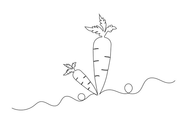 고립된 윤 평면 터 디자인의 당근 연속 한 줄 그림